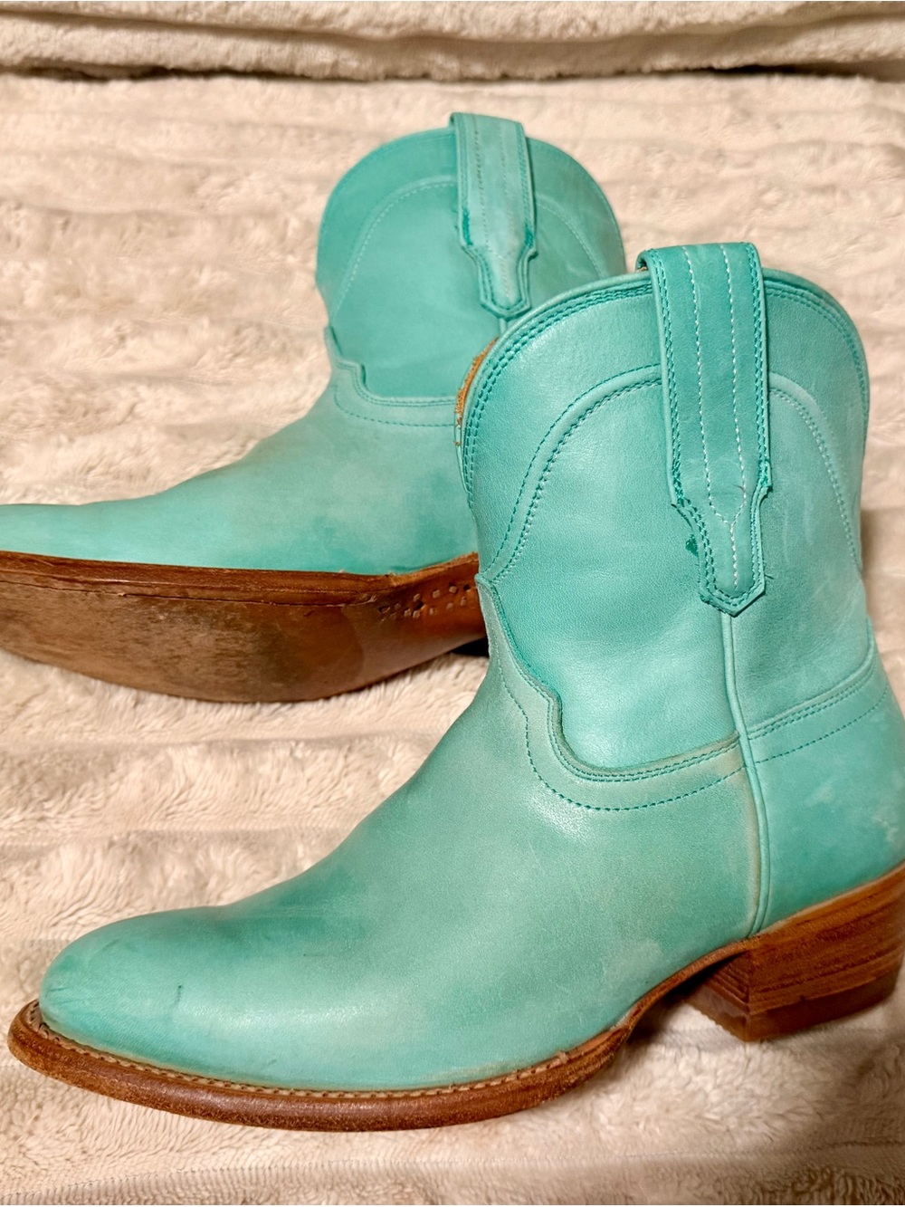 RARE Tecovas The Penny Turquoise Leather Western Boots Discontinued 6.5 - Picture 6 of 8